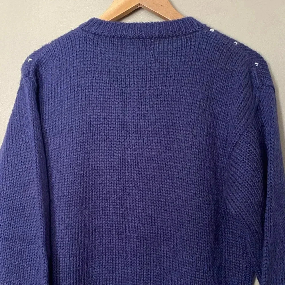 WINDCREST vintage holiday cardigan sweater Snowman hand-knit chunky granny M EUC - Picture 12 of 12